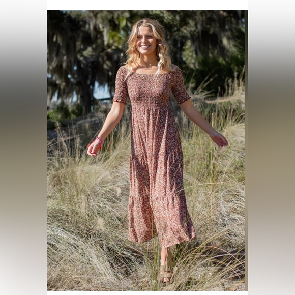 Smocked Floral Dress - Picture 1 of 8